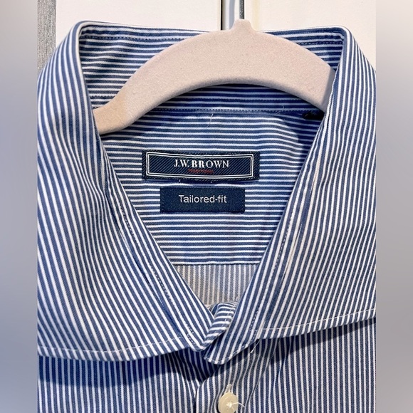 122. J.W. Brown Tailored Fit Button Down Dress Shirt XXL/45/46 - Picture 1 of 4